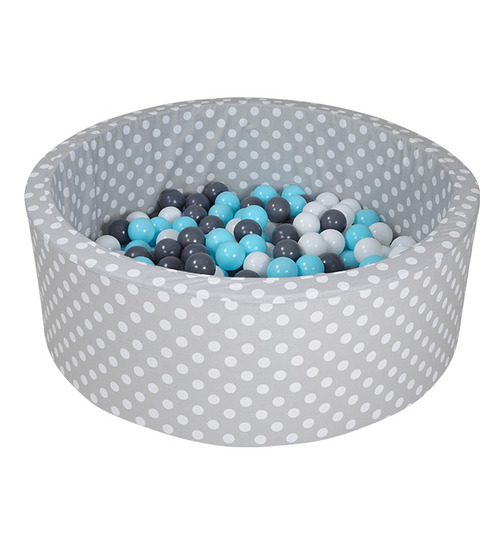 knorrtoys Bllebad Soft inkl.300 Blle white dots - creme grey lightblue