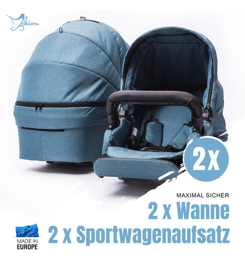 Zekiwa Dream Duo Geschwisterwagen Zwillingswagen Azur