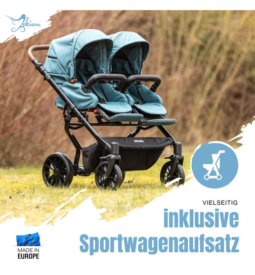 Zekiwa Dream Duo Geschwisterwagen Zwillingswagen Azur